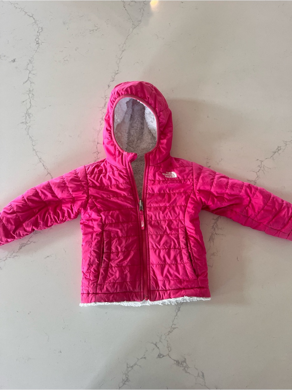 The North Face Hot Pink Quilted Reversible Hooded Jacket